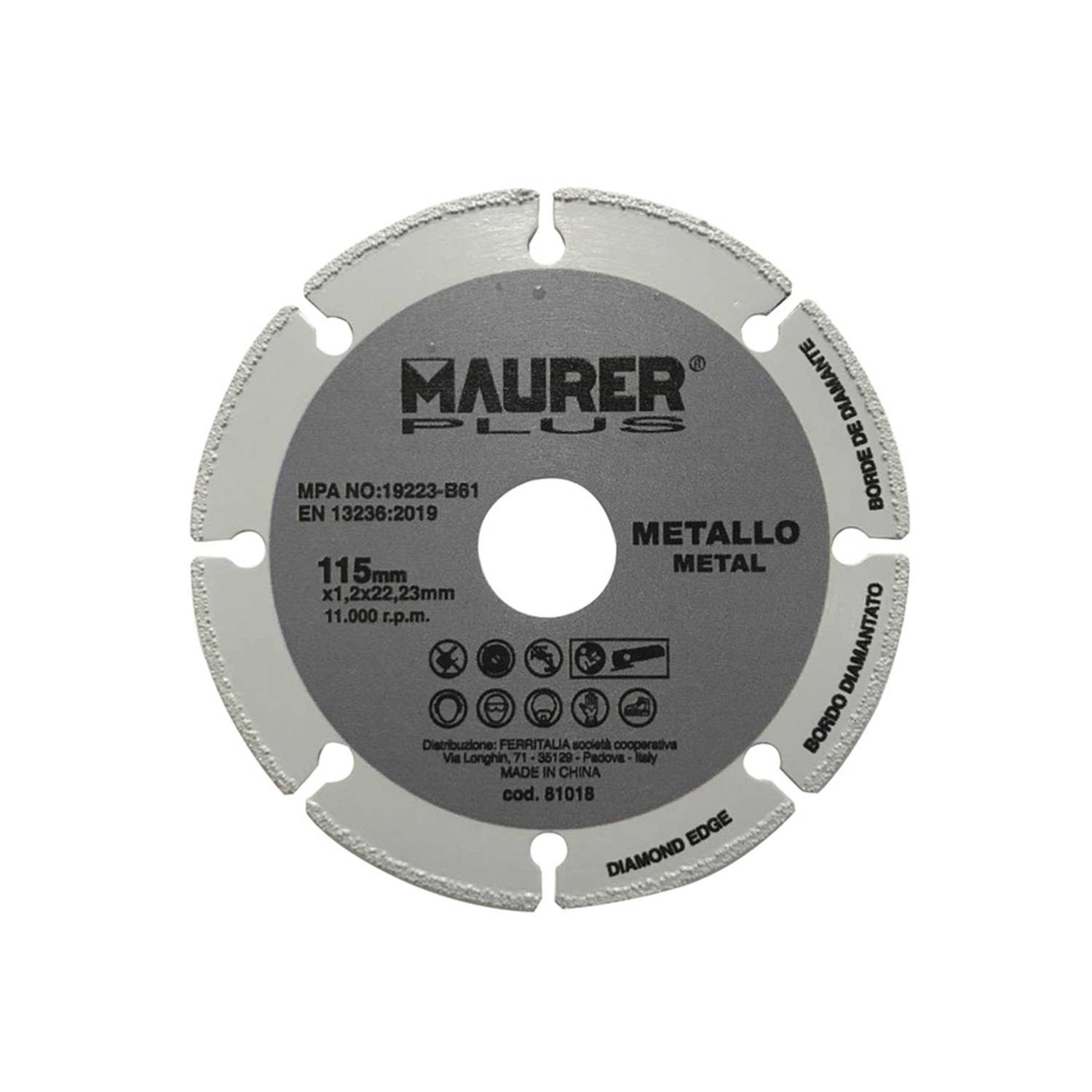 Disco Corte Metales Universal  Ø 115 x 1,2 mm.