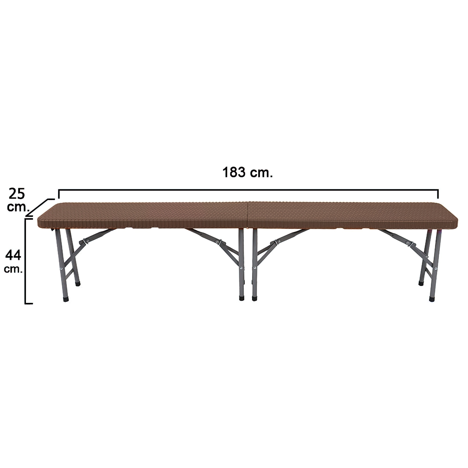 Banco Plegable Marrón Simil Rattan 183 x 25 x 44 cm.