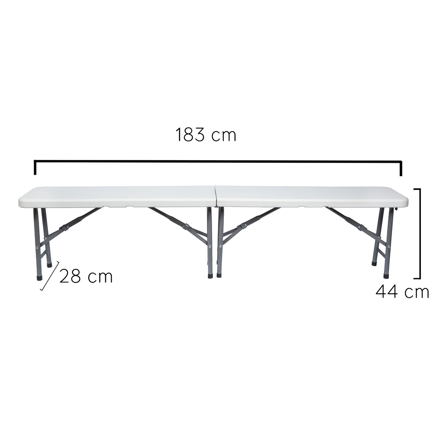 Banco Plegable Multifuncional, Portatil, Resistente,Multiusos 183x28x44 cm. Color Blanco