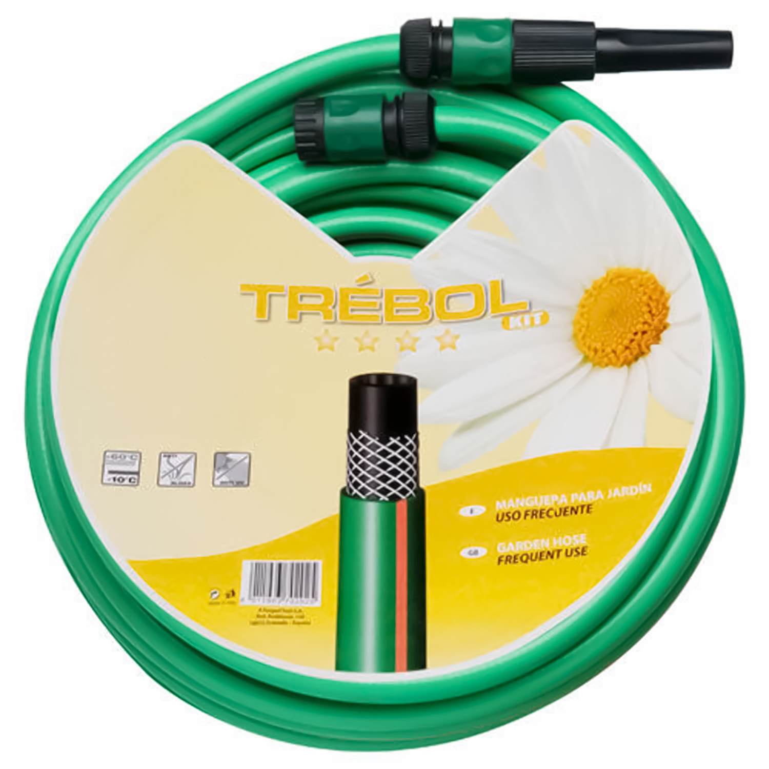 Manguera Verde Trebol Trenzado 15 mm. - 5/8