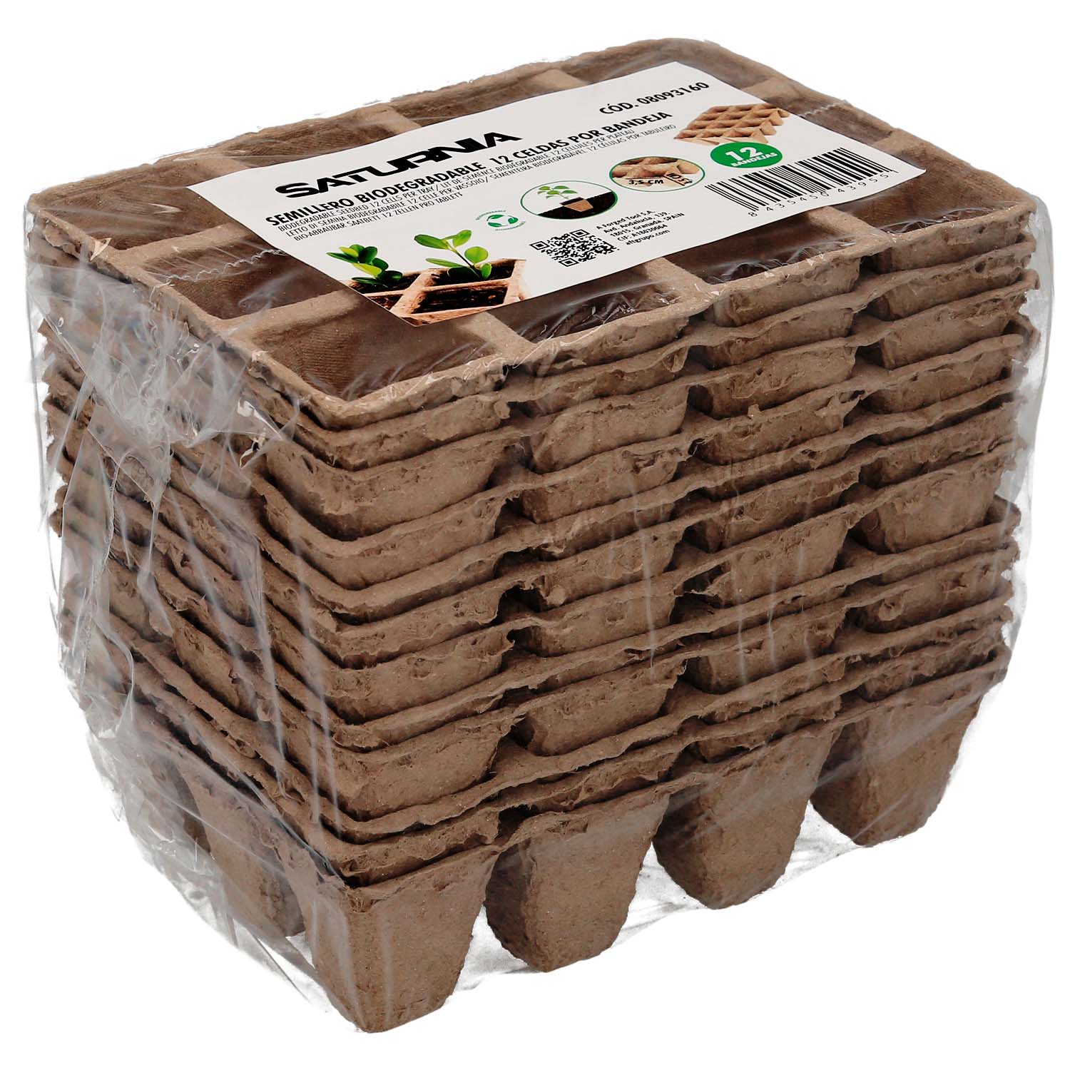 Semilleros Biodegradables 16x12 cm. Pack 12 Bandejas Con 12 Celdas Para Siembra / Germinacion De Pla