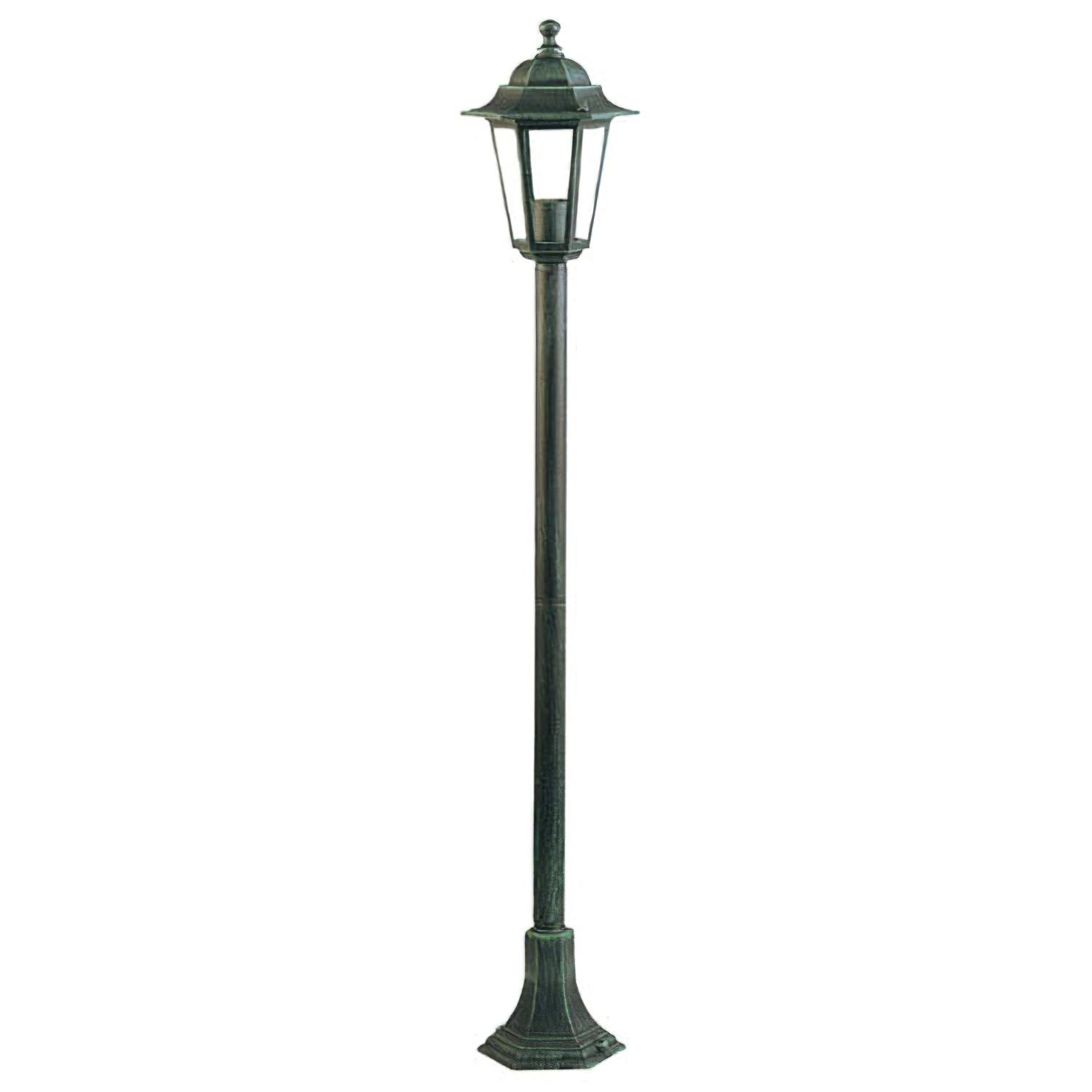 Farol Jardín Hexagonal Verde Con columna