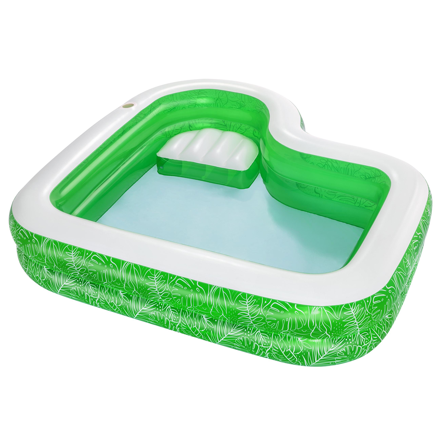 Piscina Inflable 231x231x51 cm. Con Asiento Estampado Motivos Tropicales