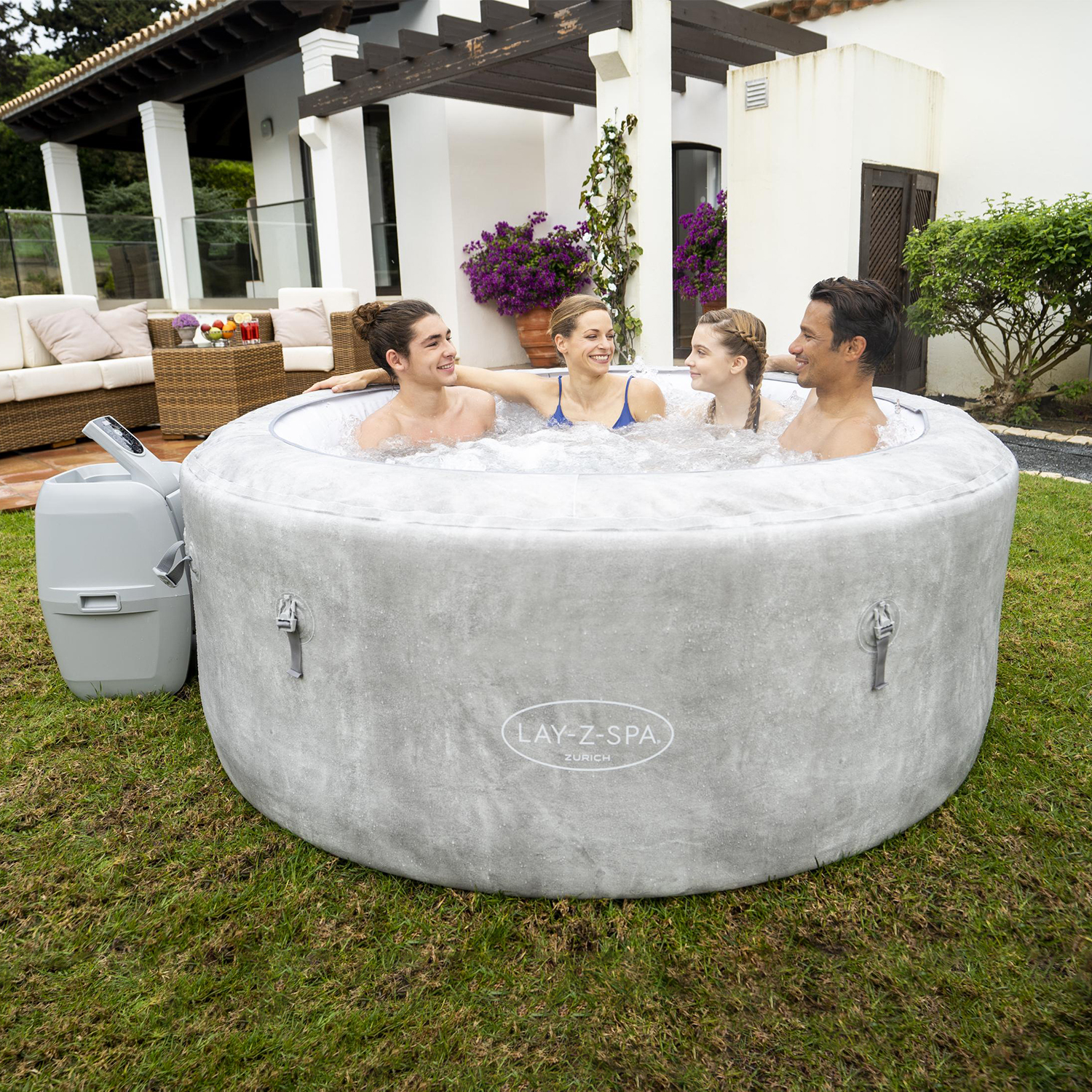 Piscina Spa Hinchable Lay-Z-Spa Zurich AirJet con Cubierta EnergySense 2-4 Personas