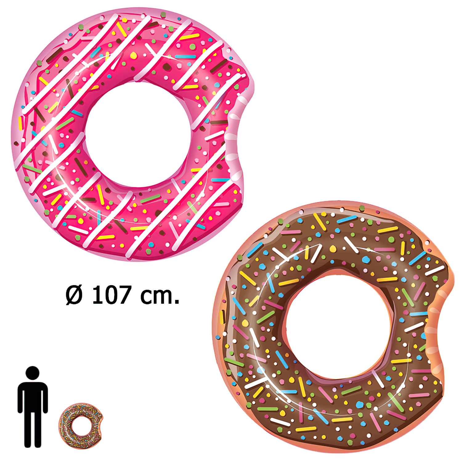 Flotador Donut Gigante Rosa / Chocolate Ø 107 cm.