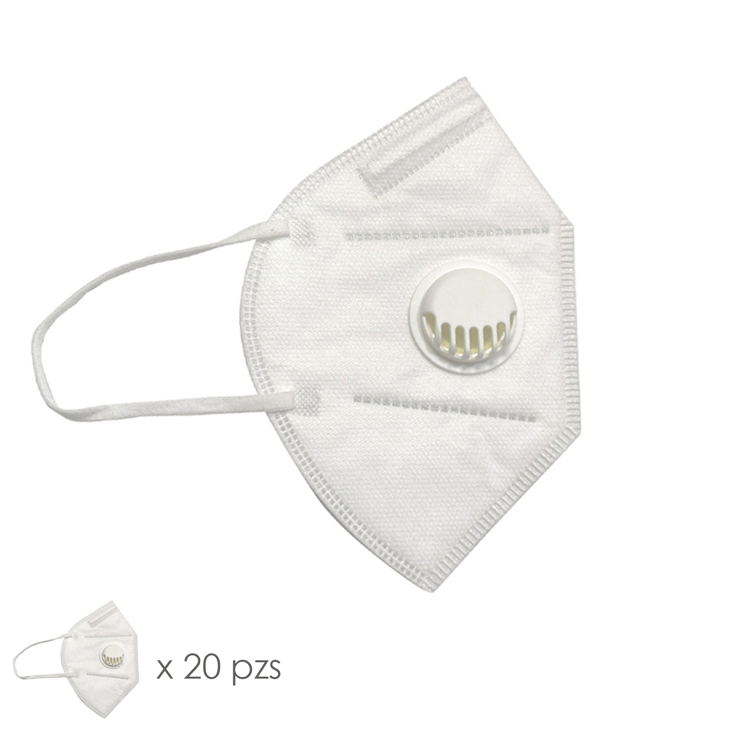 Mascarilla Respiratoria FFP2 Con Valvula (20 Unidades) Envasadas Individualmente