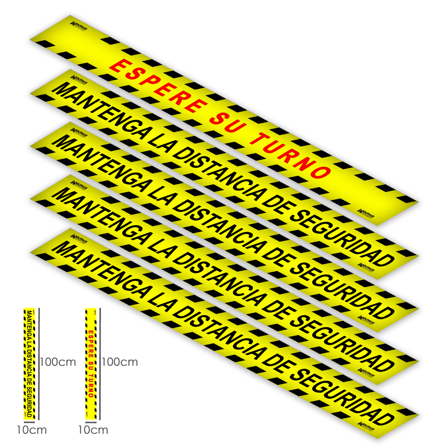 Rotulacion Suelo Distancia Seguridad y Turno. Pegatinas Señalizacion. 5 Unidades Rectangulares, 10 x