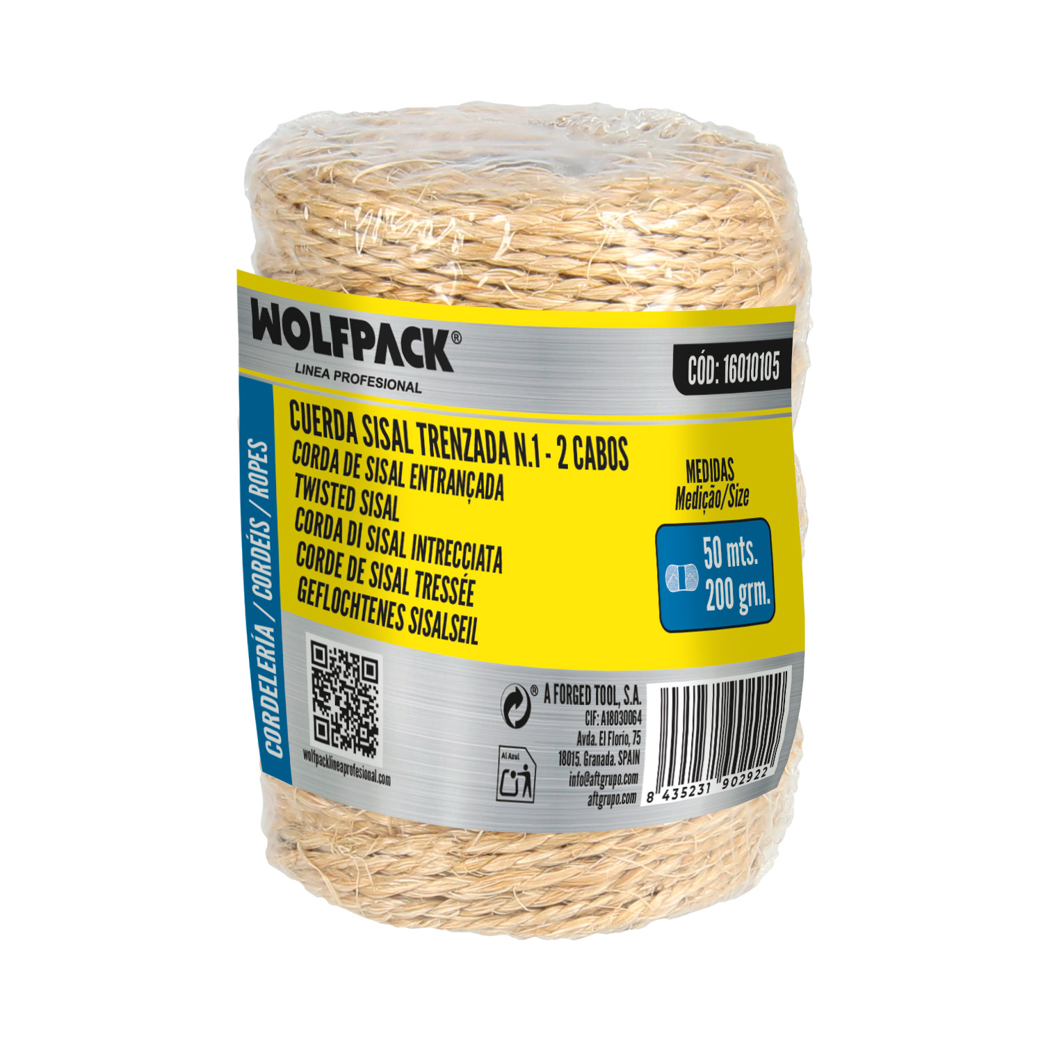 Cuerda Sisal Nº1 2 Cabos (Bobina 220 gr. / 50 m.)