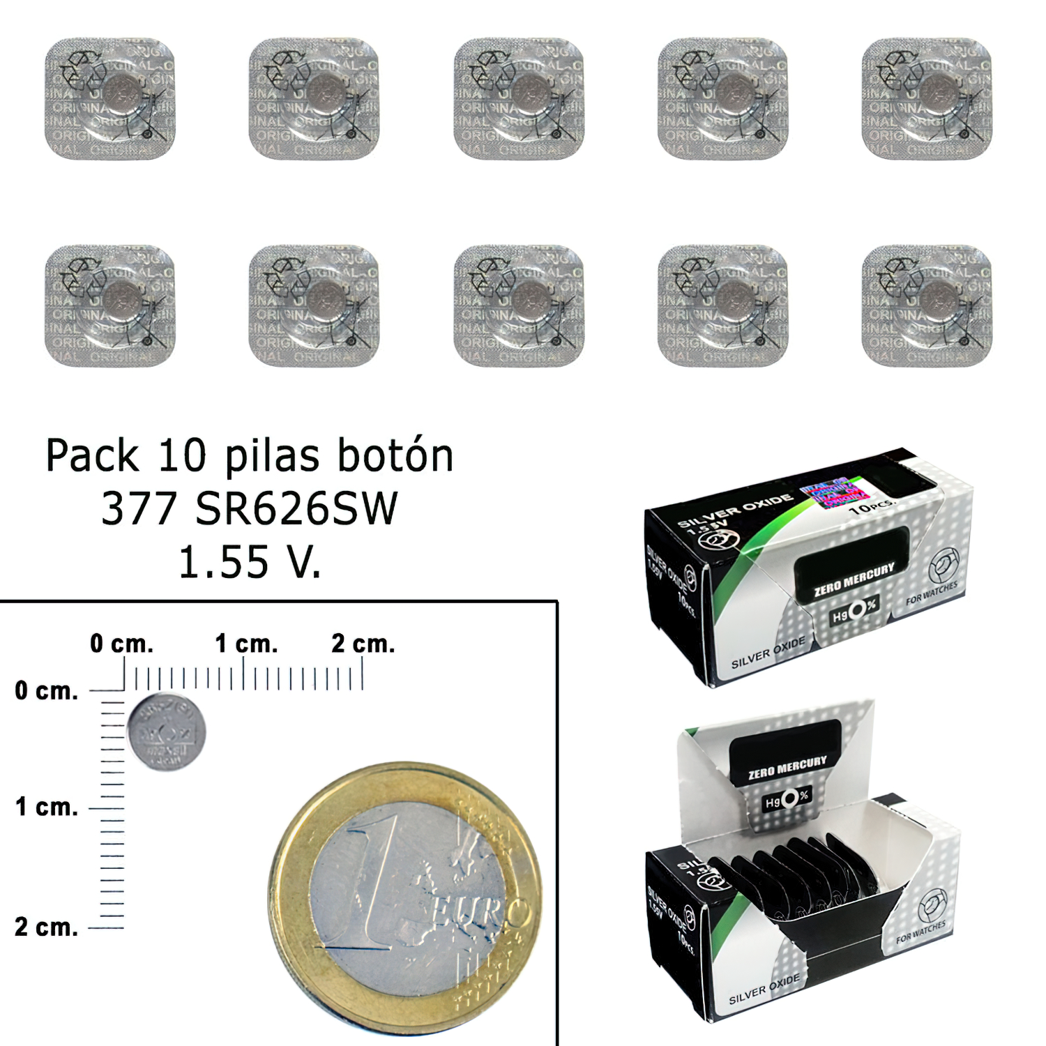 Pila Boton Oxido De Plata 377 / SR626SW (Caja 10 Pilas)