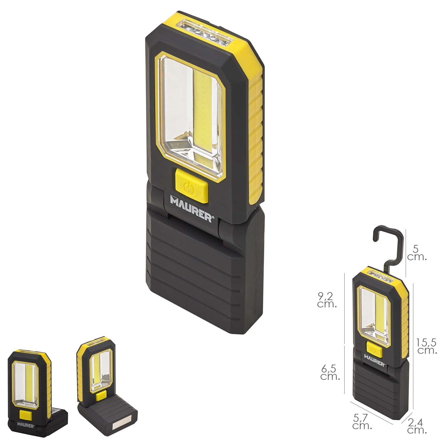 Linterna Led Magnetica 3 Watt. 210 Lumenes / 20 Lumenes Plegable Con Gancho