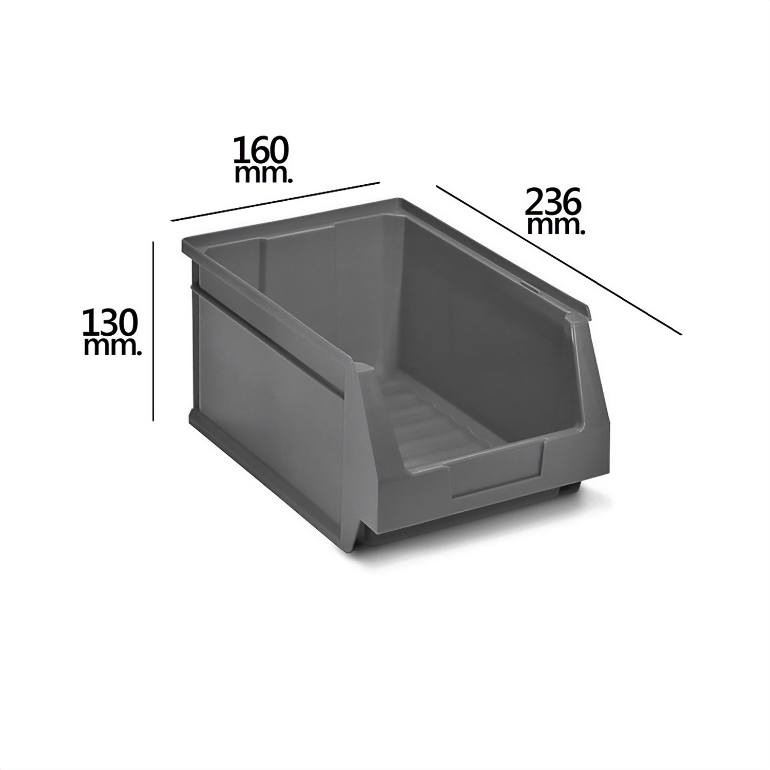 Gaveta Apilable Almacenamiento Gris Nº52 236x160x130 mm.   (2/6)