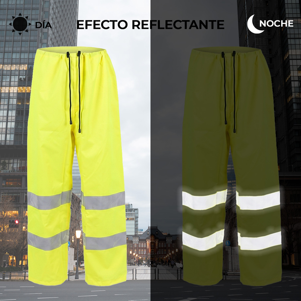 Pantalon Alta Visibilidad Lluvia Talla S. 100% Impermeable Certificación EN 343 - Clase 4;1;X / EN ISO 20471 - Clase 2