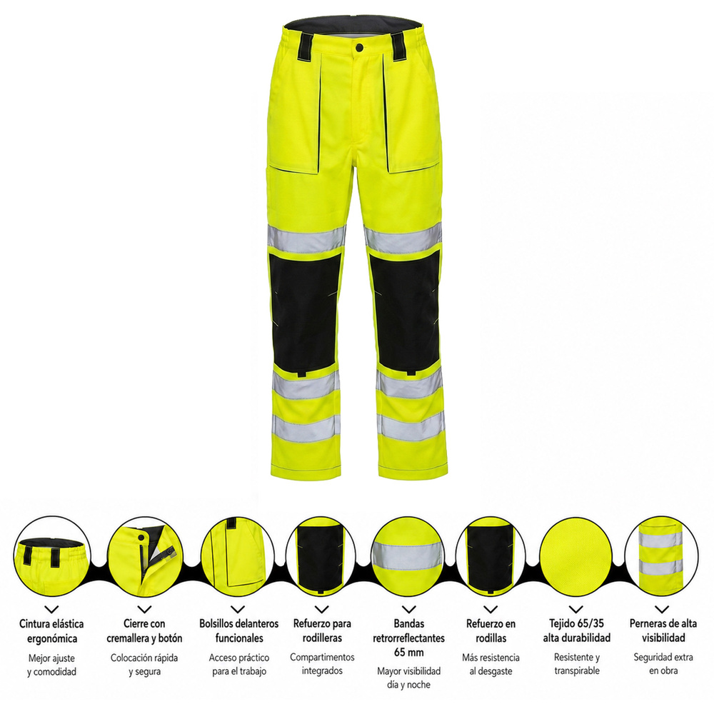 Pantalon Alta Visibilidad Talla S. Certificación  EN ISO 20471:2013+A1:2016 y EN ISO 13688:2013/A1:2021