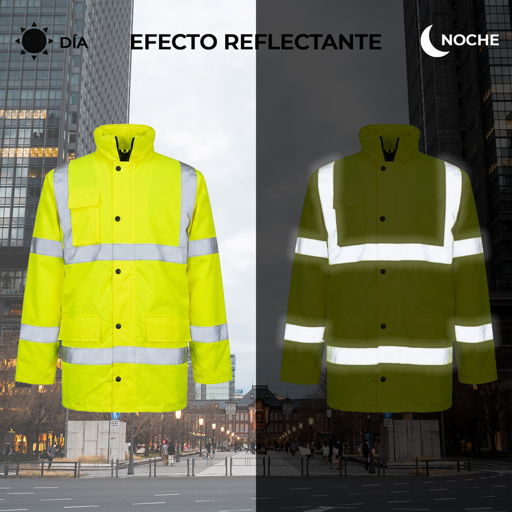 Parka Alta Visibilidad Lluvia Talla S. 100% Impermeable Certificación EN 343 - Clase 4;1;X / EN ISO 20471 - Clase 2