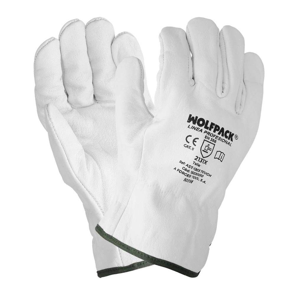 Guantes De Trabajo De Piel Flor De Vacuno, Proteccion Laboral, Riesgos Mecanicos, Guantes De Seguridad De Cuero. Talla 11" (Par)