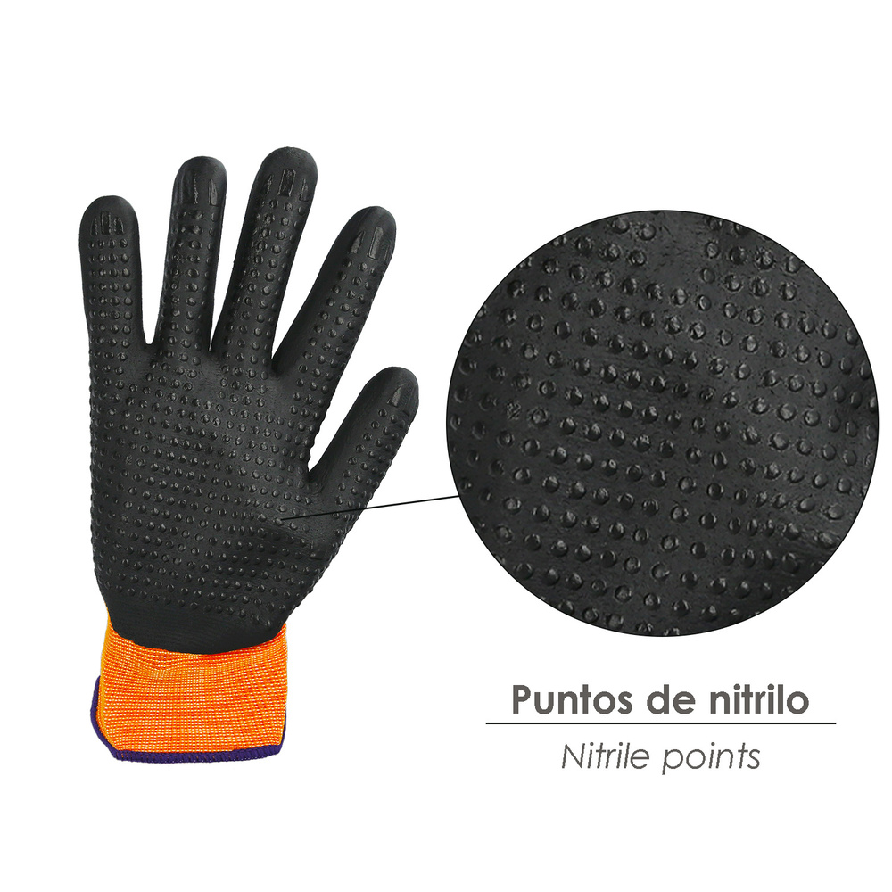 Guantes Nylon Con Palma En Foam y Puntos Nitrilo Touch 6