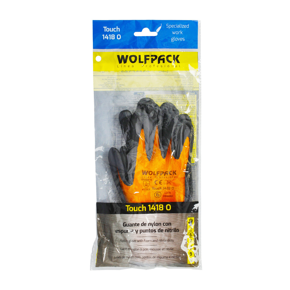 Guantes Nylon Con Palma En Foam y Puntos Nitrilo Touch 6