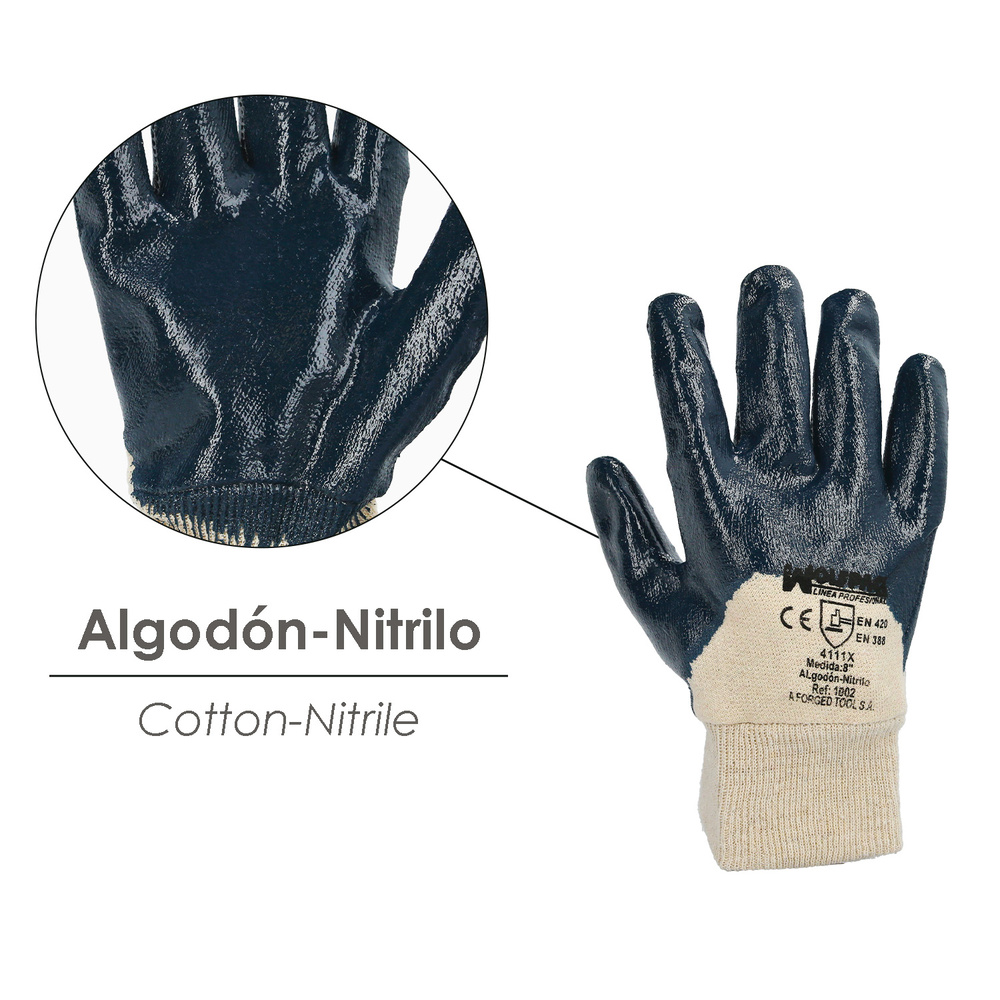 Guantes Nitrilo / Lona Pesados Nimax 8