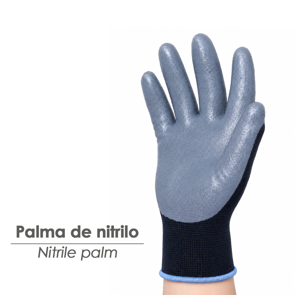 Guante De Trabajo De Poliéster Con Recubrimiento De Nitrilo - Talla 7
