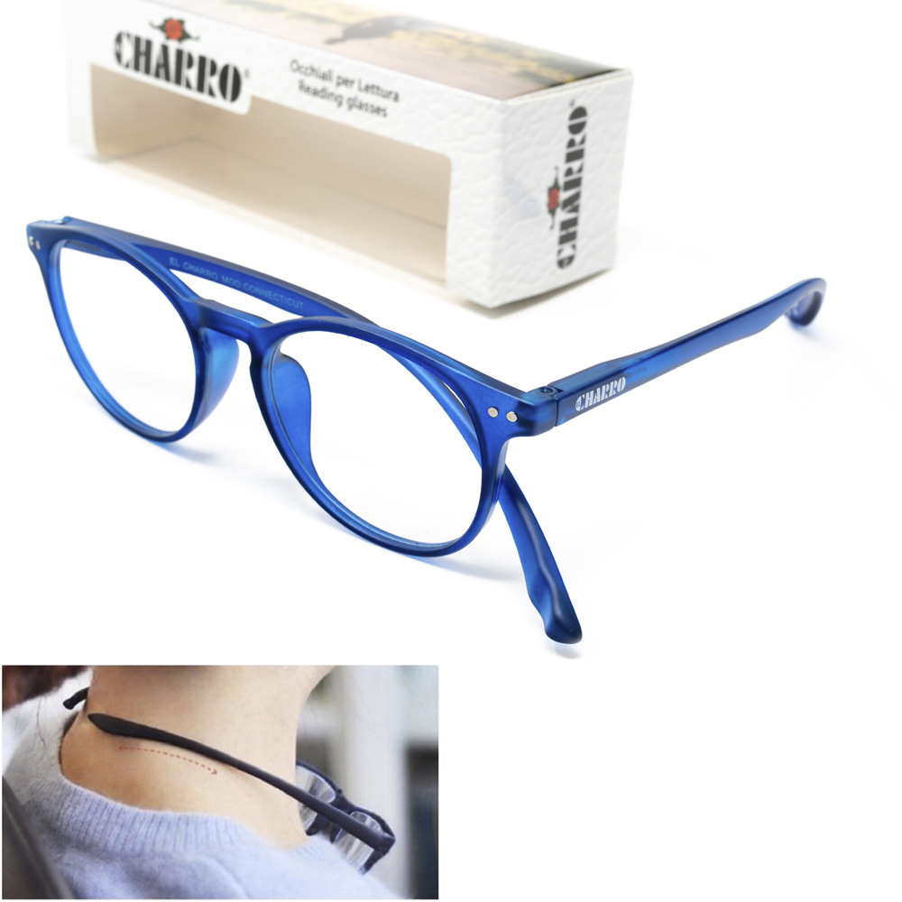 Gafas Lectura Connecticut Color Azul Aumento +1,0 Patillas Para Colgar del Cuello