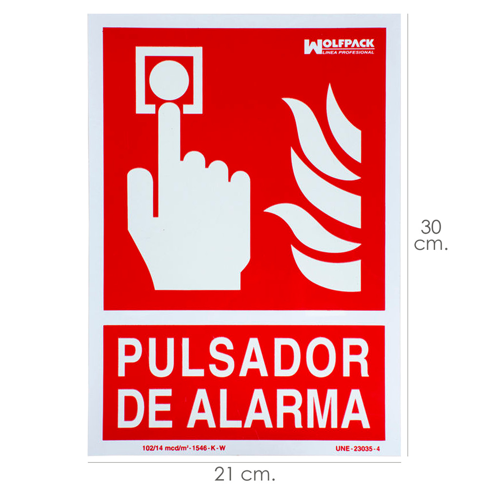 ▷🥇 distribuidor cartel fluorescente pulsador alarma 30x21 cm