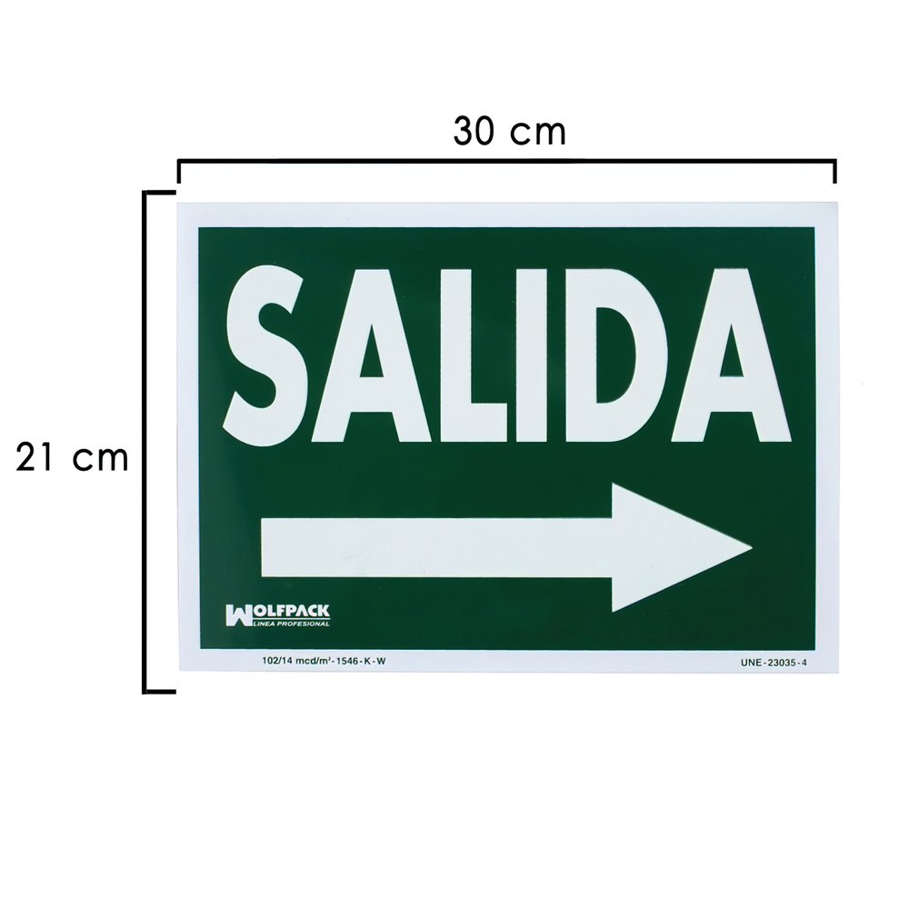 ▷🥇 distribuidor cartel fluorescente salida a derecha 21x30 cm