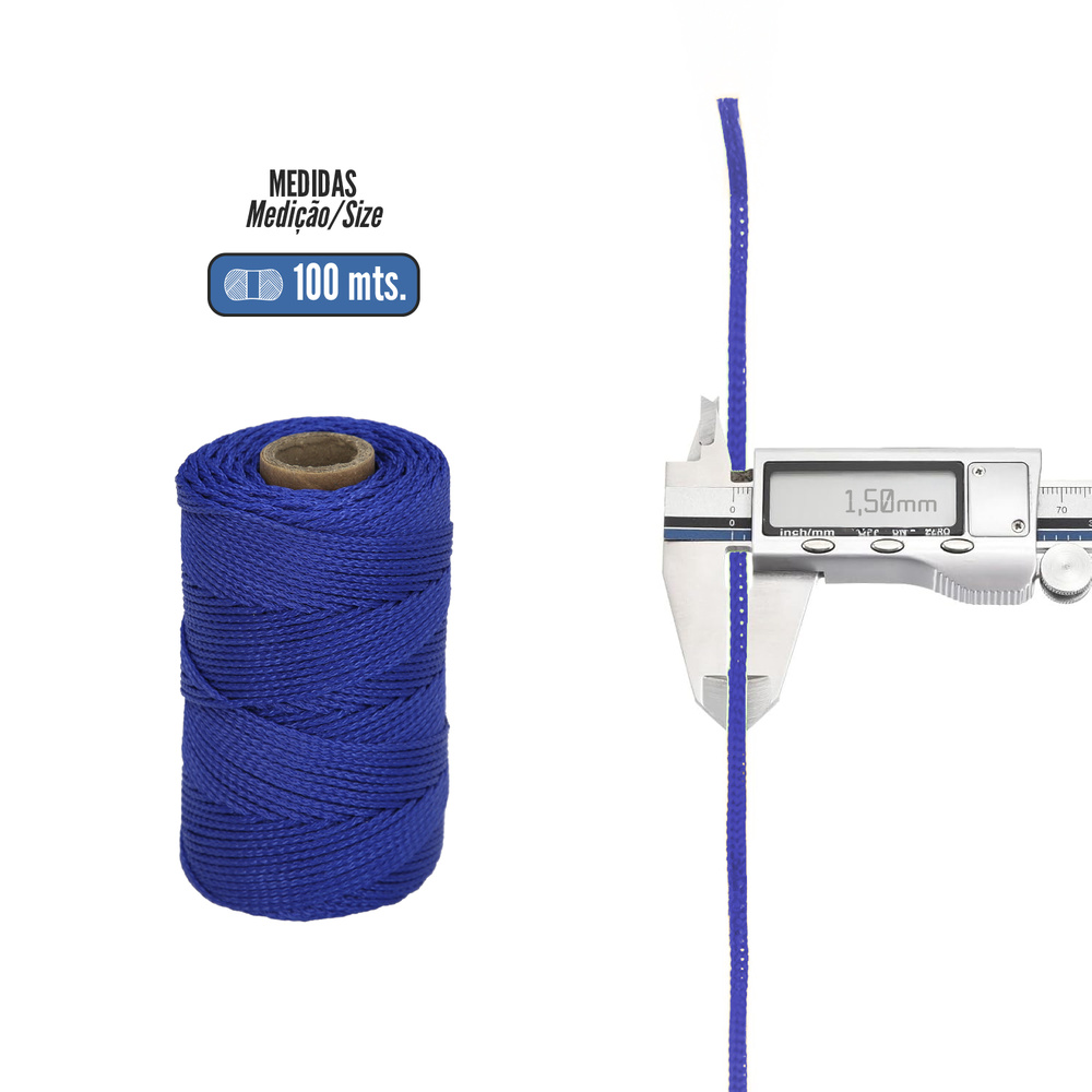 Cuerda Trencilla Polipropileno Azul (Bobina 100 Metros)