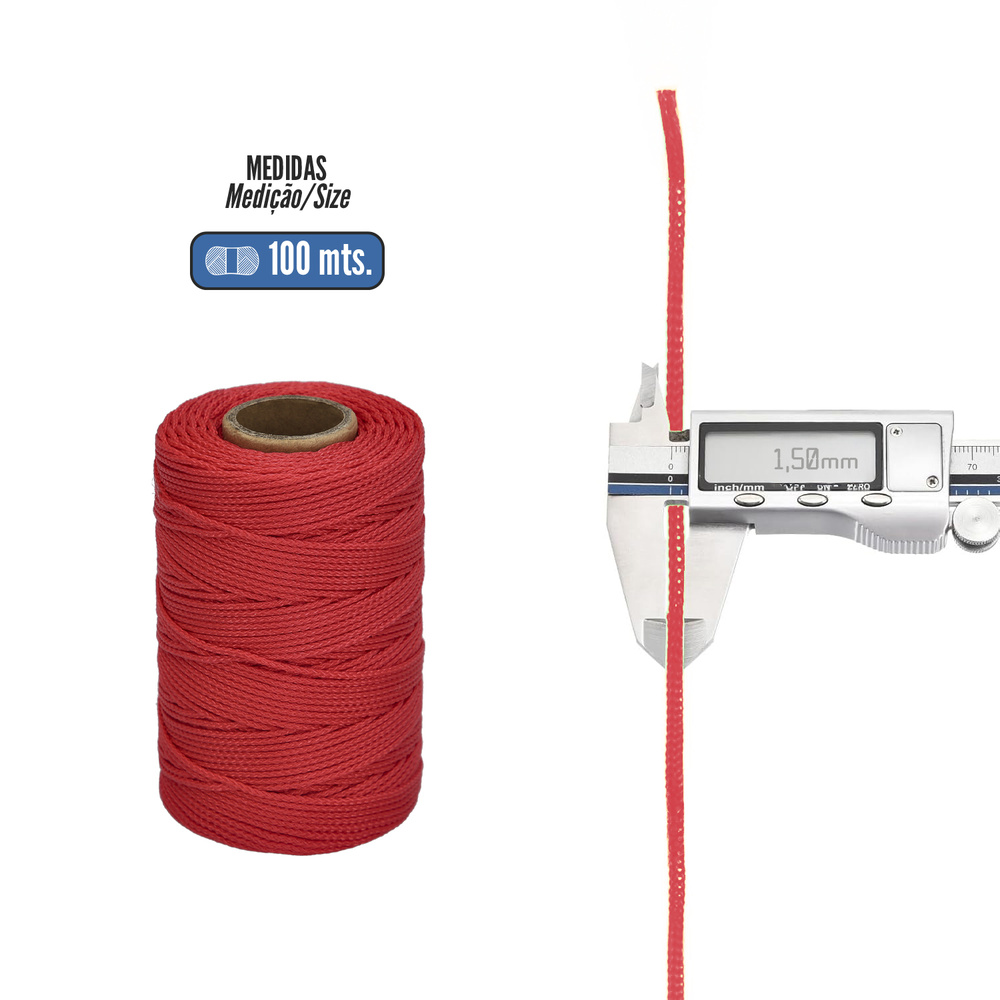 Cuerda Trencilla Polipropileno Roja (Bobina 100 Metros)