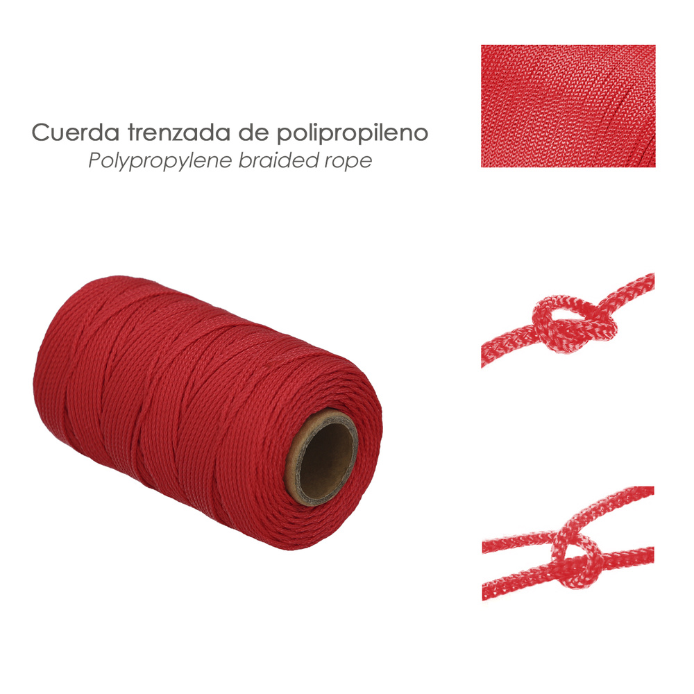 Cuerda Trencilla Polipropileno Roja (Bobina 100 Metros)