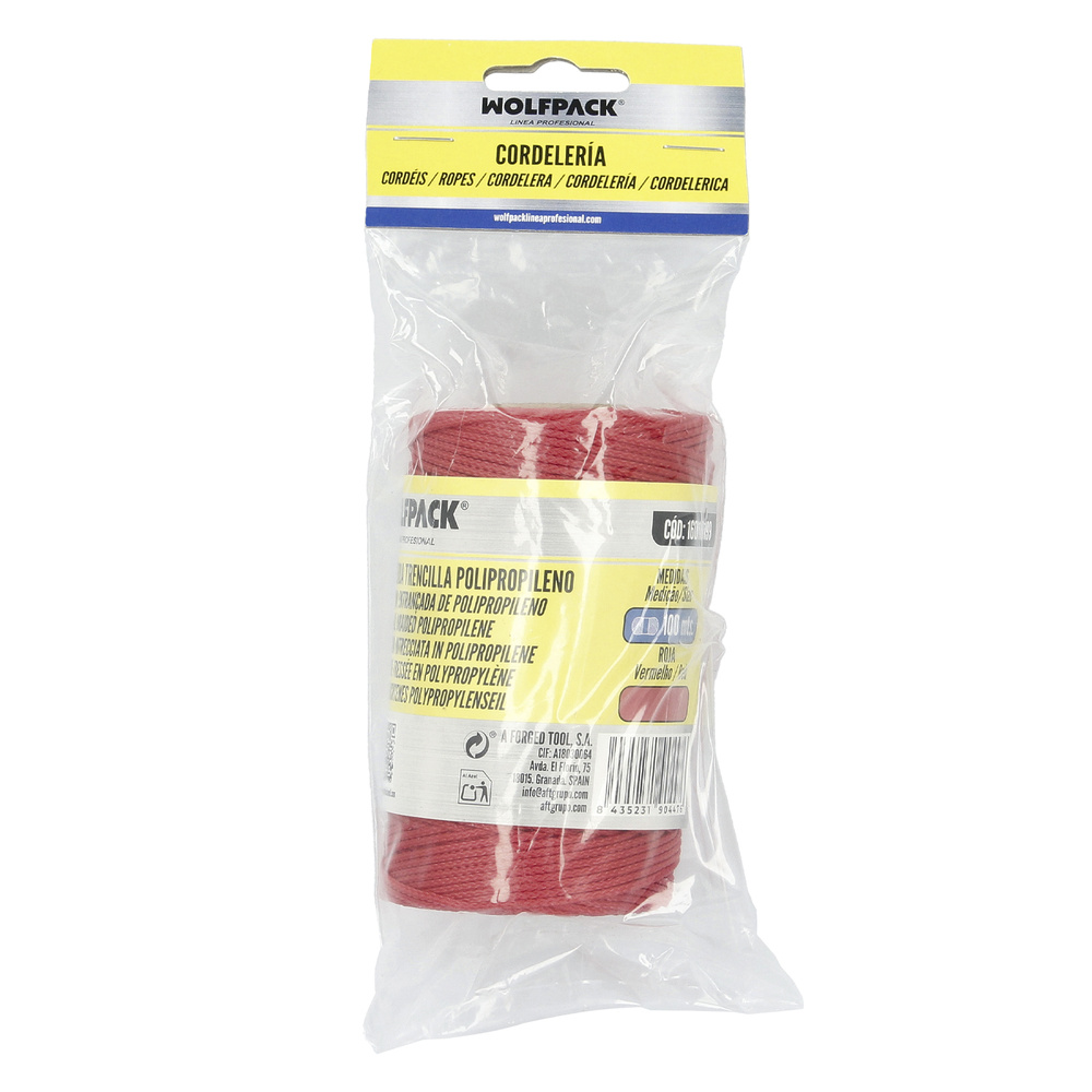 Cuerda Trencilla Polipropileno Roja (Bobina 100 Metros)