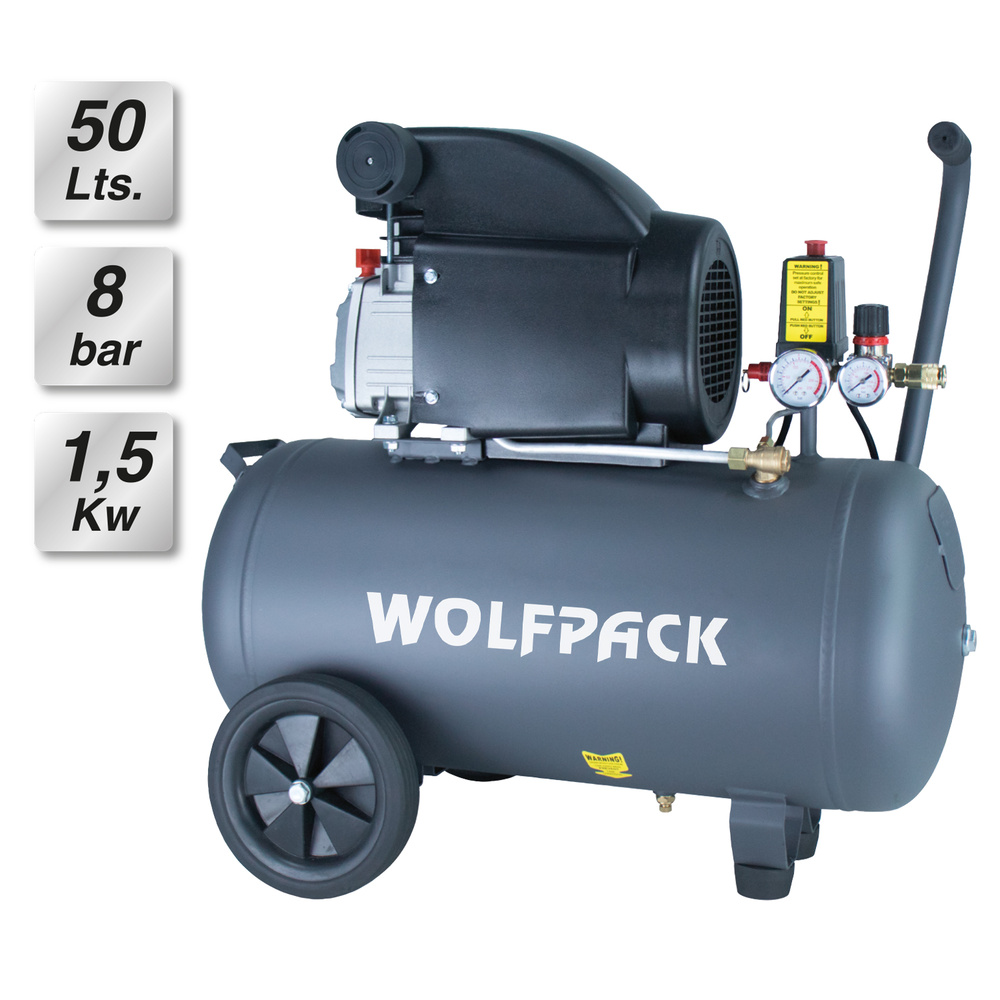 Compresor Wolfpack 50 Litros / 8 Bares / 1,5 Kw - 2,0 HP 
