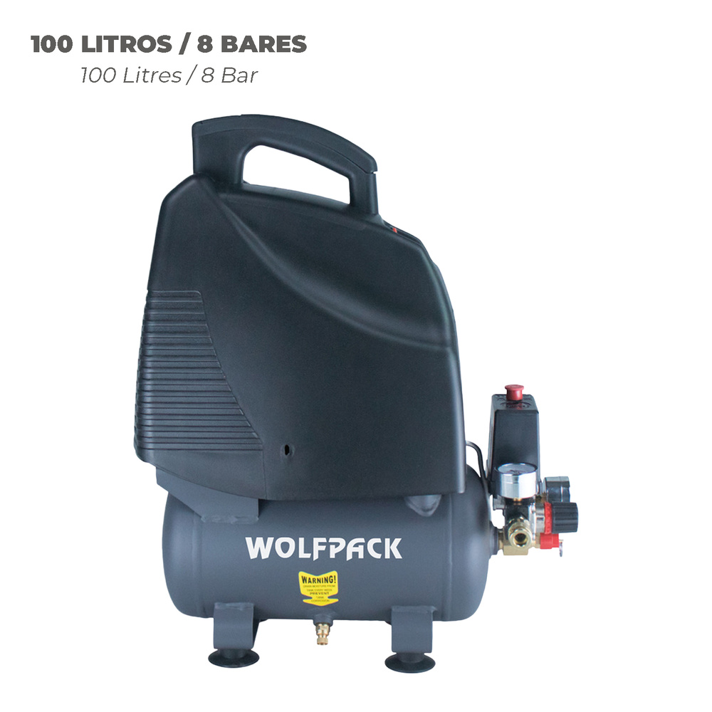 Compresor Wolfpack 6 Litros / 8 Bares / 1,1 Kw - 1,5 HP  Sin Aceite