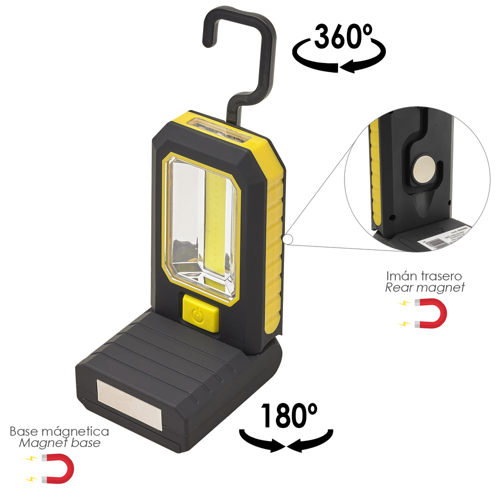 ▷🥇 distribuidor linterna / luces led para pared / armario a pilas (4 aaa)  250 lumenes (fijación mediante pegatina, iman o tornillos)