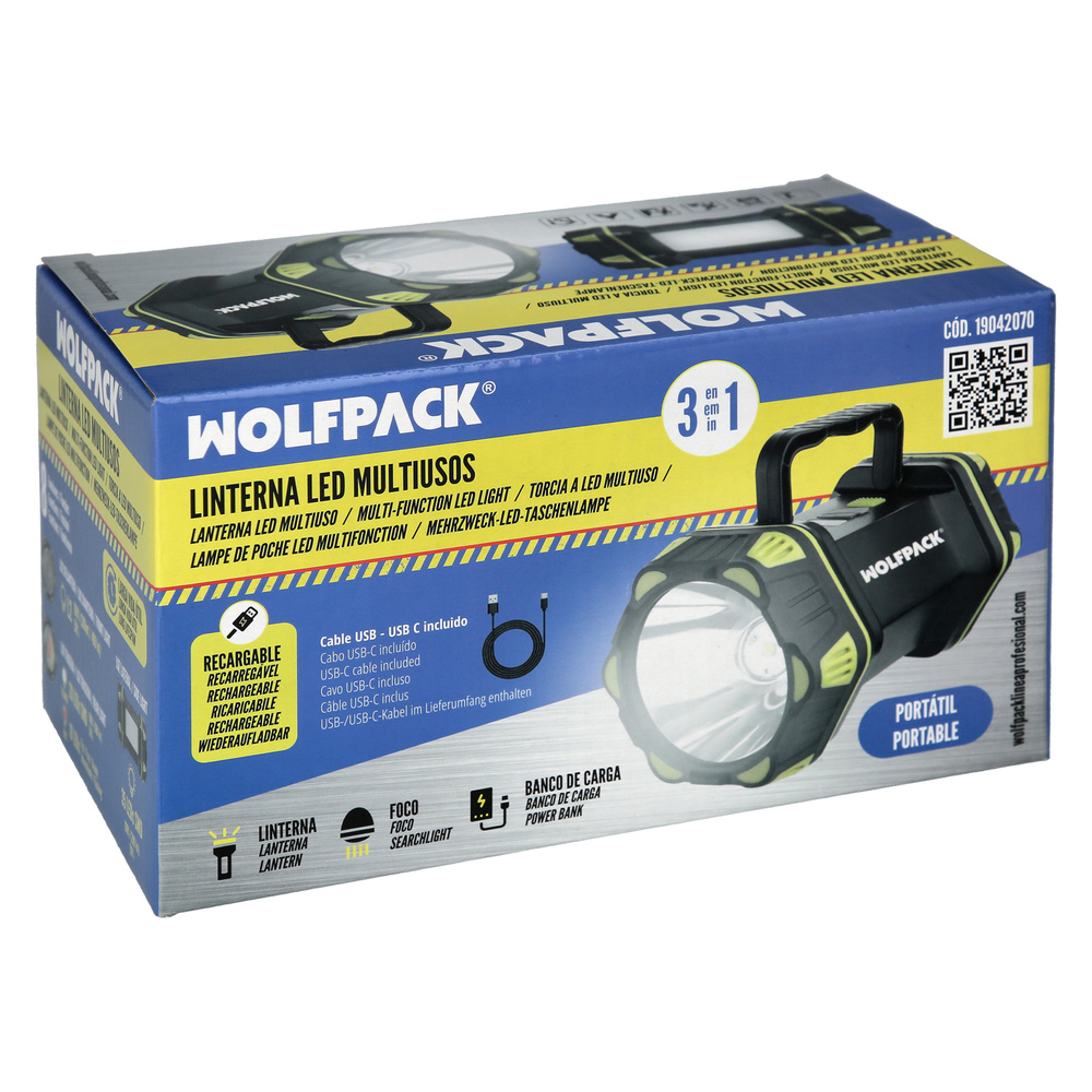 Linterna Led Multiusos 3 En 1 Recargable 400 Lumenes