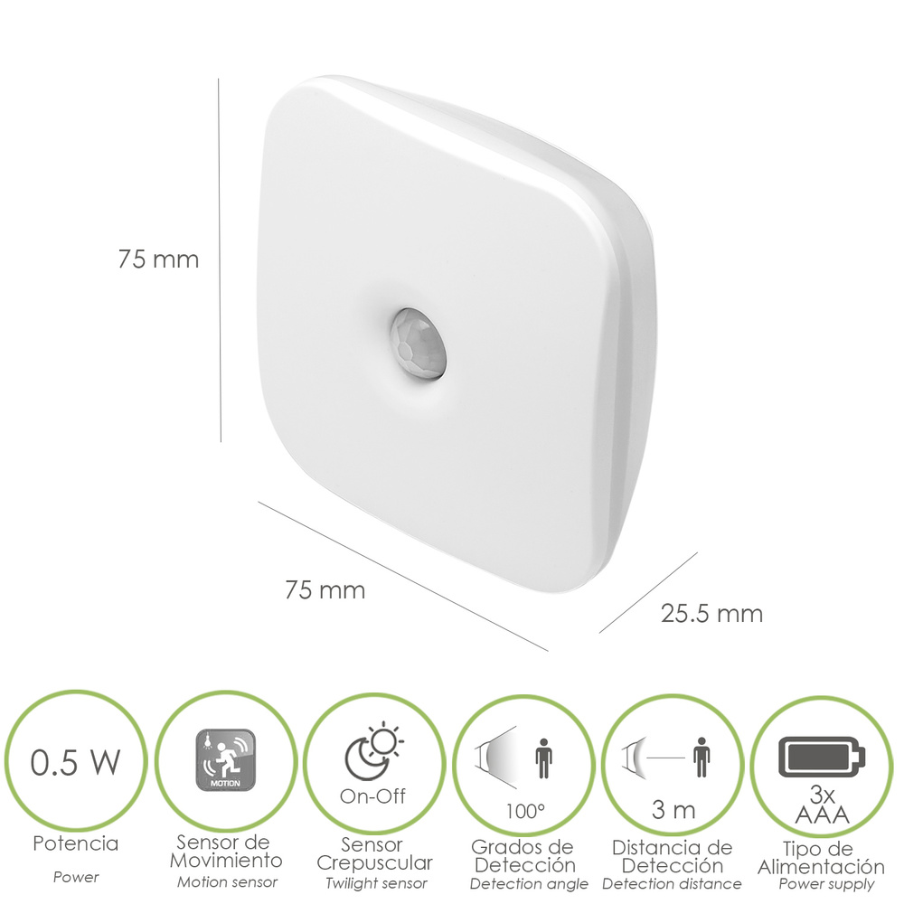 ▷🥇 distribuidor luz nocturna con detector de movimiento infrarrojos a pilas