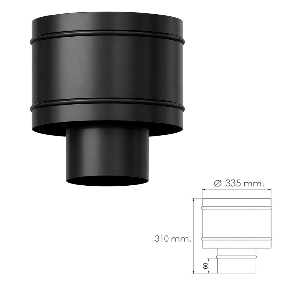 Terminal Antirrevocante Estufa Vitrificado Negro Premium Ø 200 mm. 