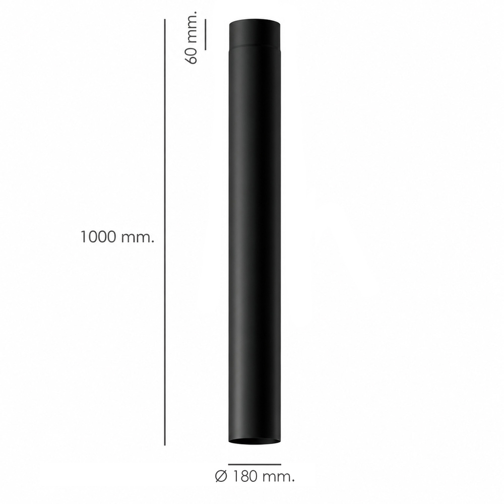 Tubo Estufa Acero Vitrificado Negro Premium Ø 180 mm.