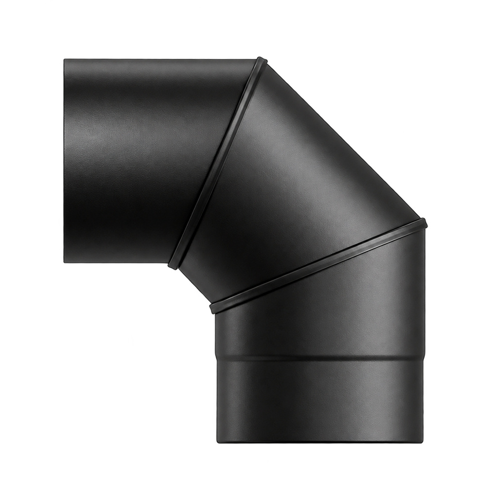Codo Estufa Liso Vitrificado Negro Premium Ø 130 mm. 90°