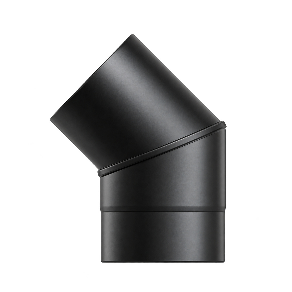 Codo Estufa Liso Vitrificado Negro Premium Ø 130 mm. 45°
