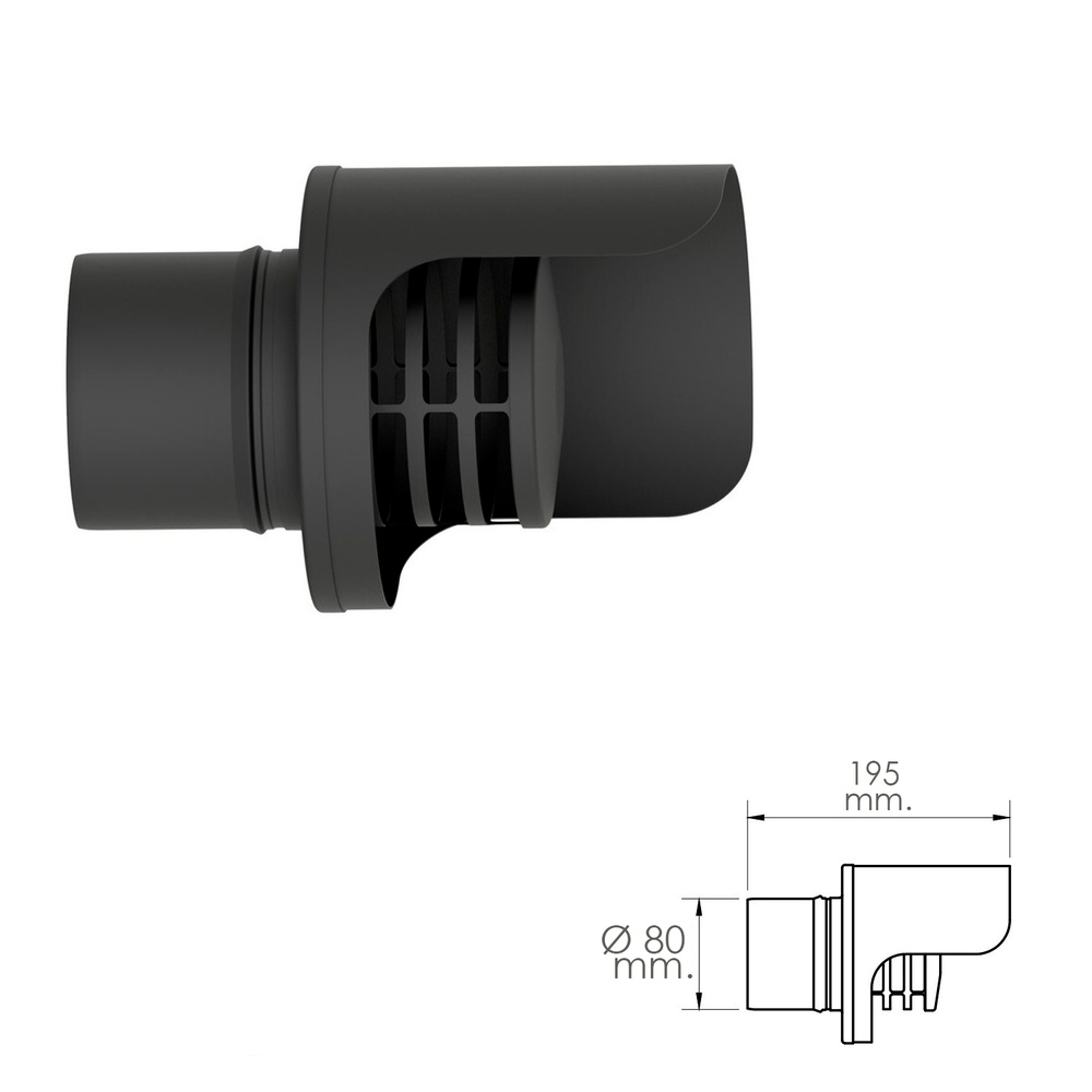 Terminal Horizontal Antilluvia Para Tubos Estufa Pellet Ø 80 mm. 