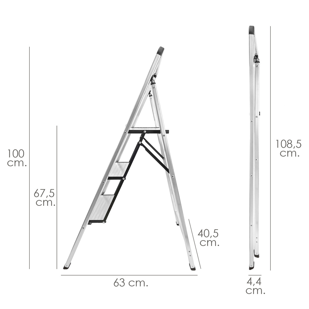 Escalera Plana Aluminio 3 Peldaños