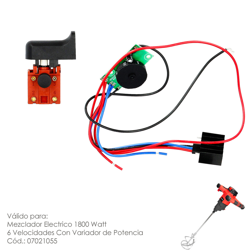 Interruptor Para Mezclador Electrico 1800 Watt 6 Velocidades Con Variador de Potencia