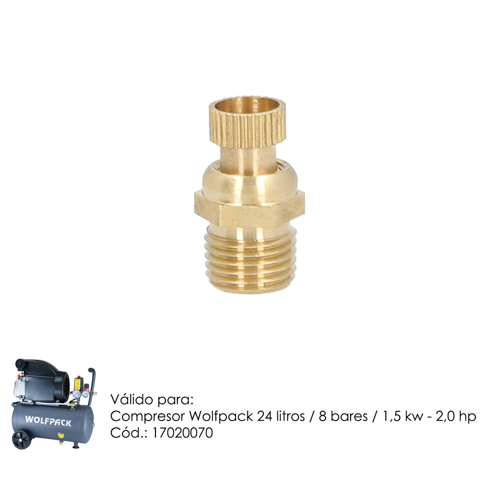 Valvula Drenaje Para Compresor Wolfpack 24 Litros / 8 Bares / 1,5 Kw - 2,0 HP 