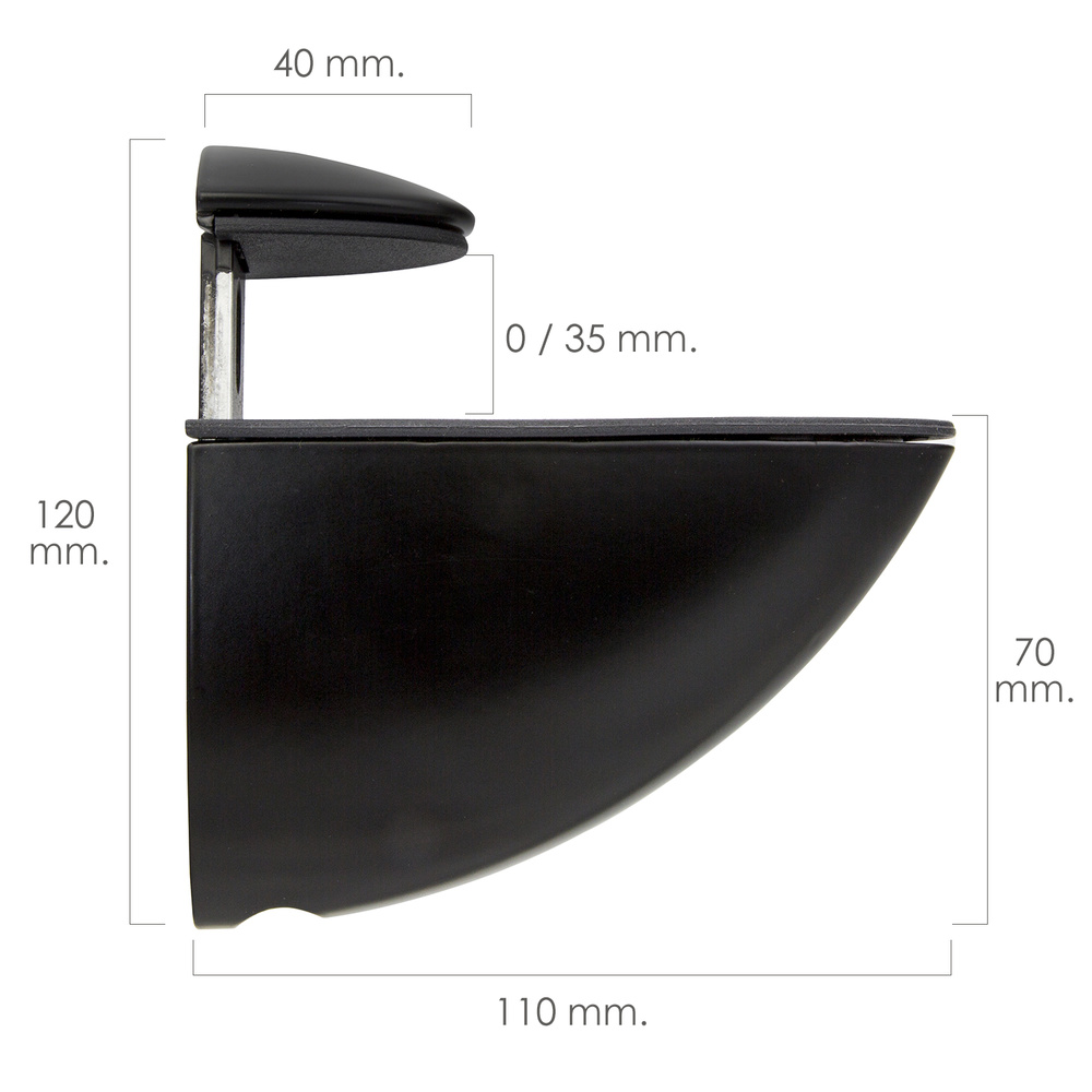 Soporte Pelicano Regulable Para Estante 1 / 35 mm. Negro  (1 Pieza)